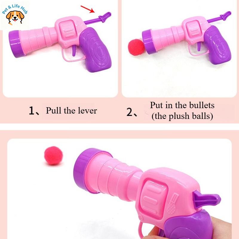 Cat Toy Interactive Entertainment Toy Gun Plush Ball Shooting Gun Silent Polyester High Elasticity Ball Cat Teasing stickDog Toy