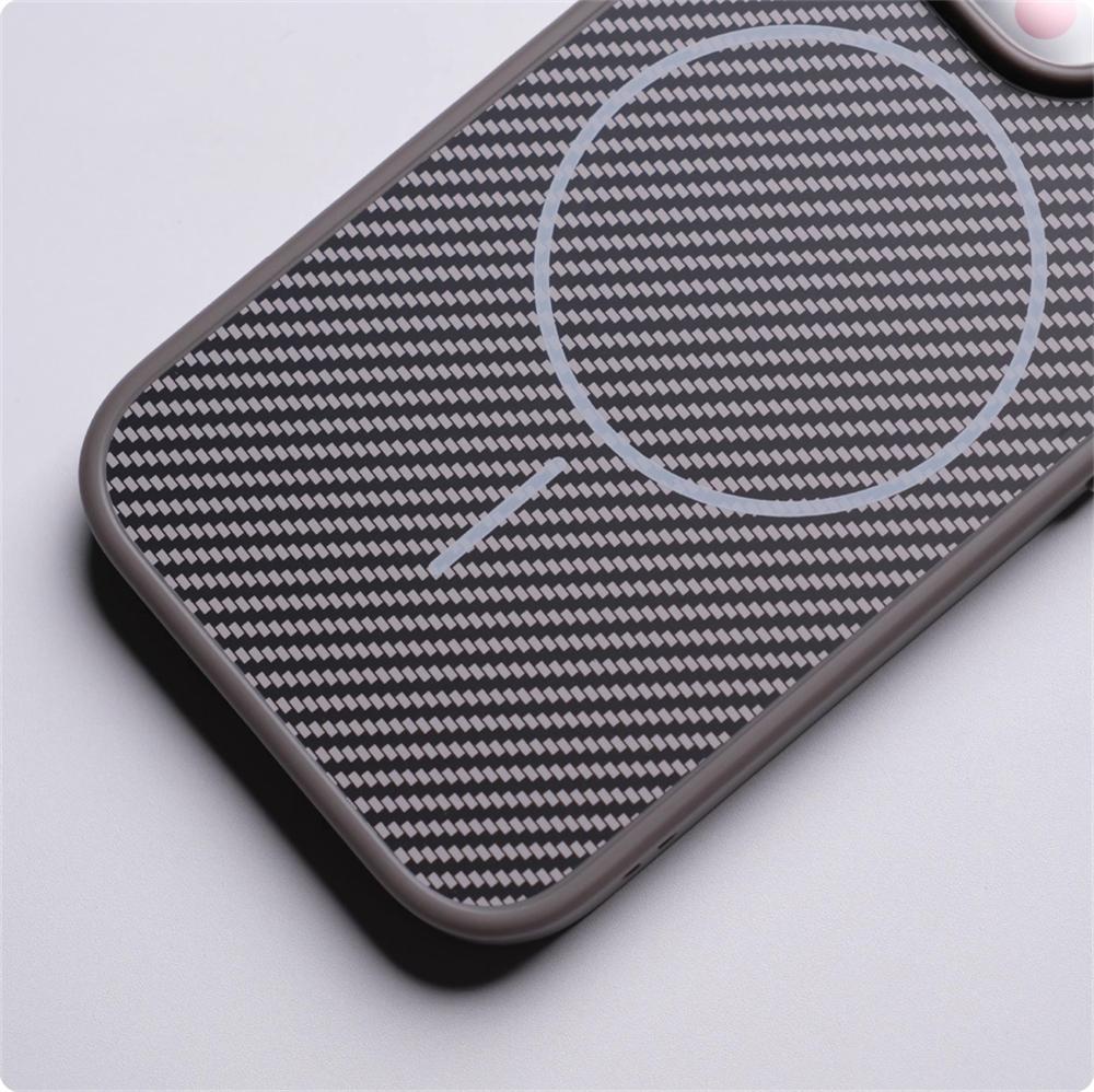 Active Touch Camera Button Magnetic Case For iPhone 16 15 Pro Max 14 13 Carbon Fibre Pattern For MagSafe Wireless Charging Cover