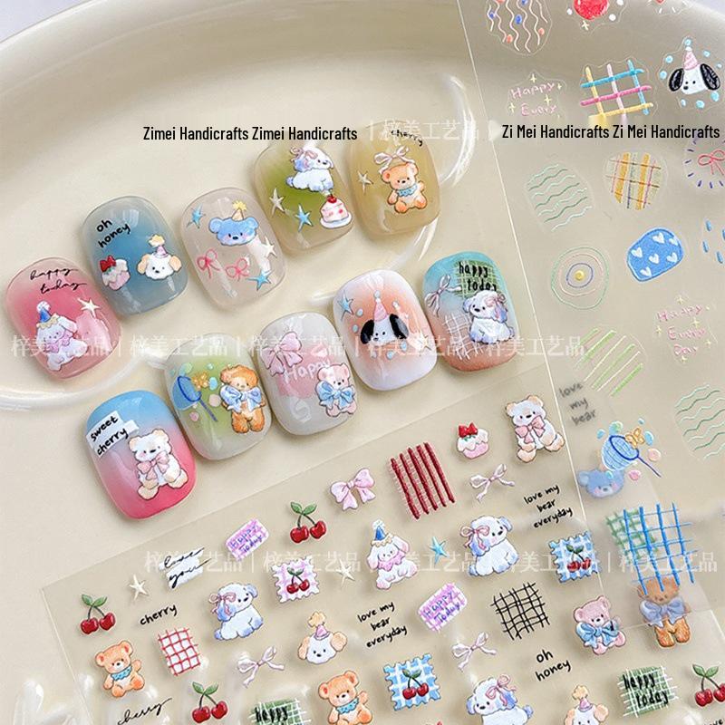 

Adorable Bear & Puppy Nail Art Stickers: Self-Adhesive DIY Decoration