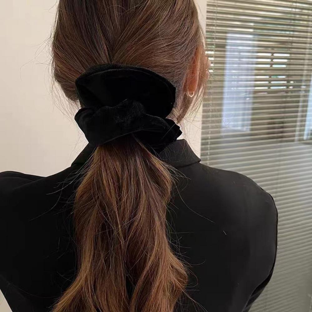 4pcs Velvet Scrunchies Neutral Tones Soft Plush Perfect for Retro Daily Styles Cozy Chic Hair Accessories