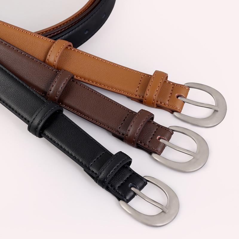 Womens Classic Leather Waist Belt With Pin Closure For Daily Wear And Jeans
