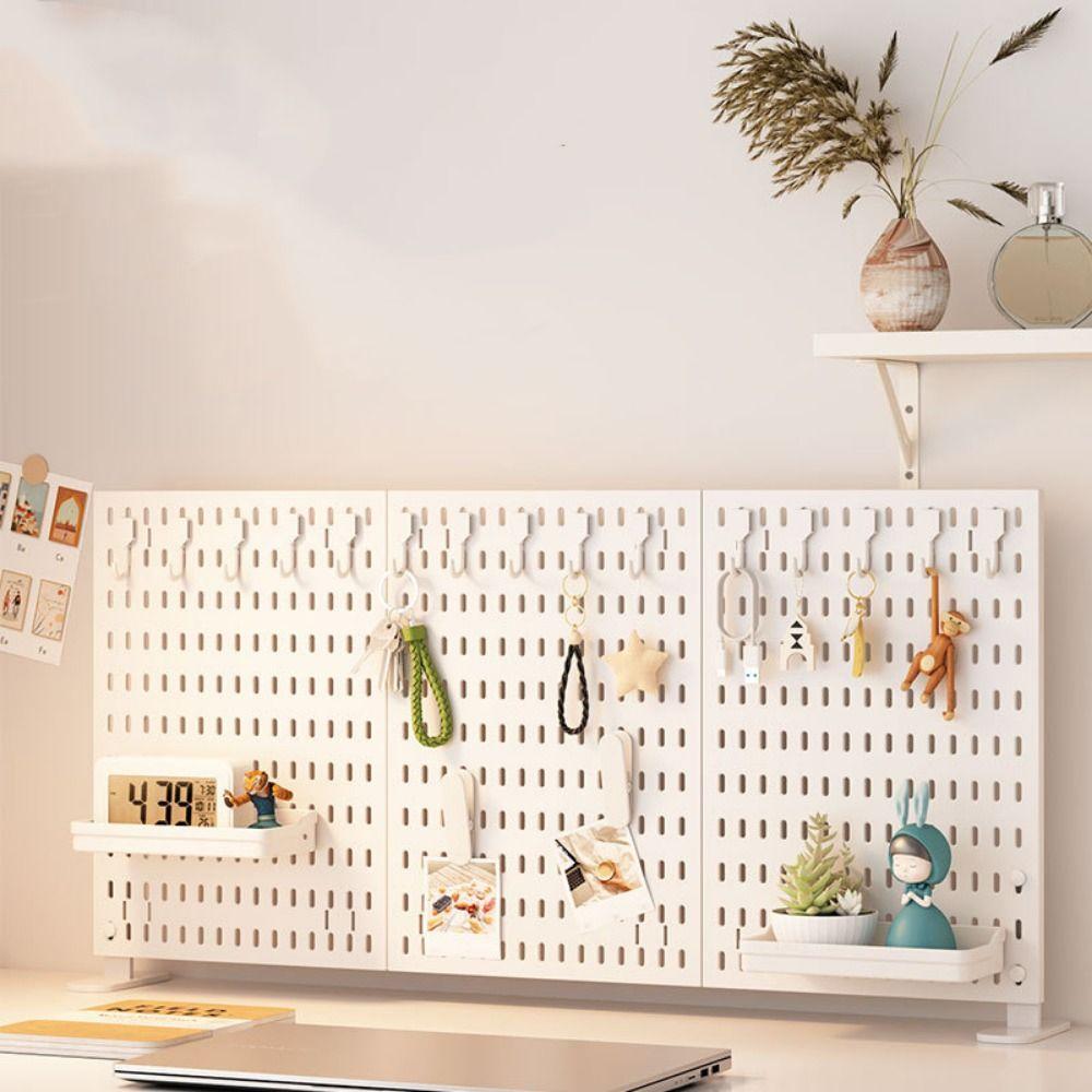 Wall-Mounted Gaming Room Storage Wall Plastic Pegboard Shelf No-Punch Hole Board  for Kitchen