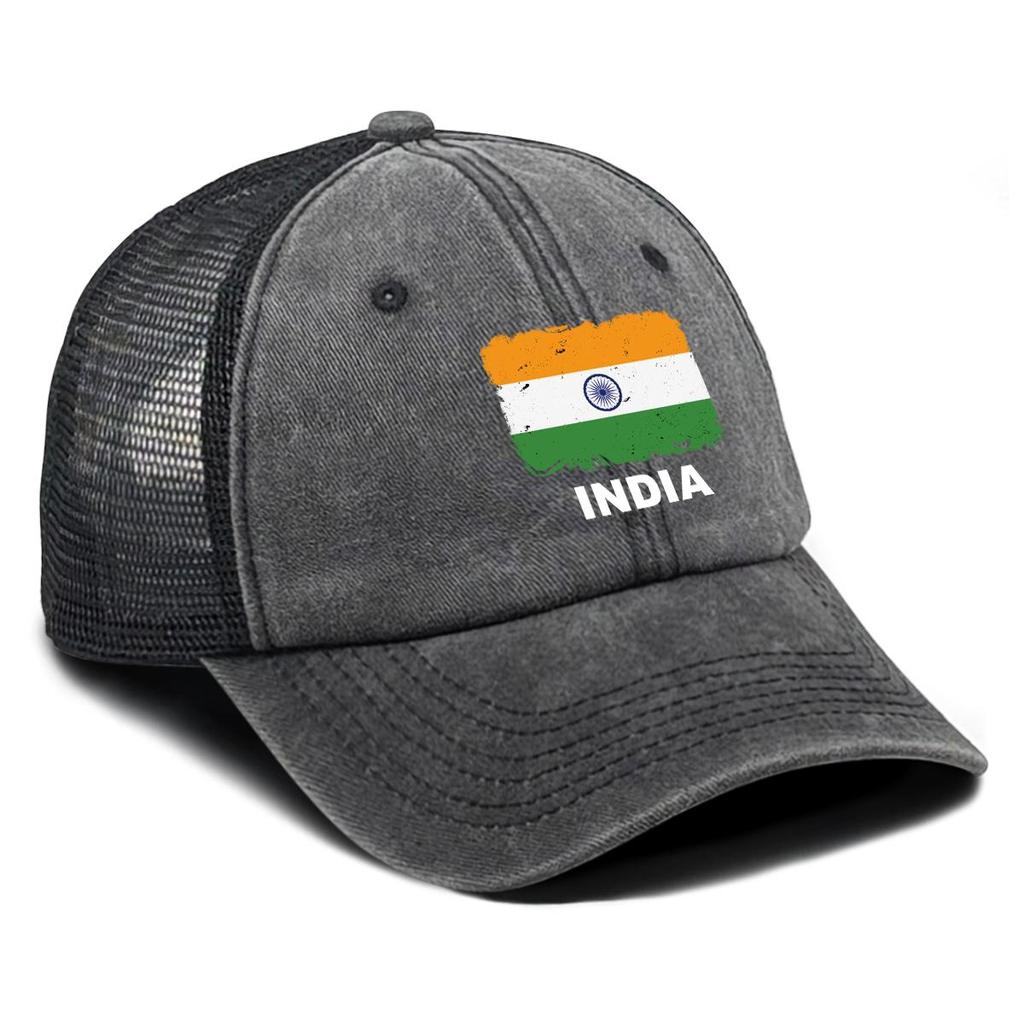 Indien Flaggenaufdruck Verstellbare Baseballkappe, Patriotische Damenmütze Passform Sonnenschutz Polyester Retro Snapback Mesh-Kappe