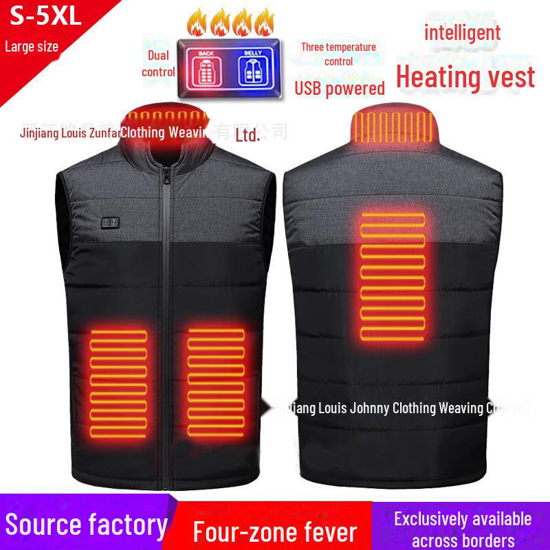 Vestă încălzită USB cu control dublu cu 17 zone - stil cuplu, temperatură constantă