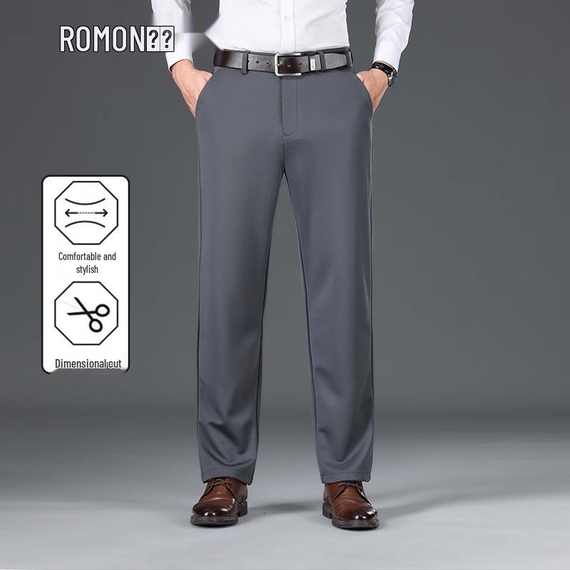 ROMON Men s High-Elastic Ice Silk Straight-Leg Pants 31