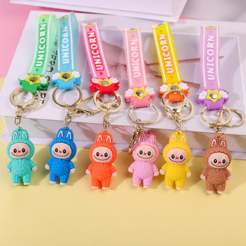 Colorful Cartoon Pvc Sheep Keychain Adorable Soft Keyring For Bags And Cars