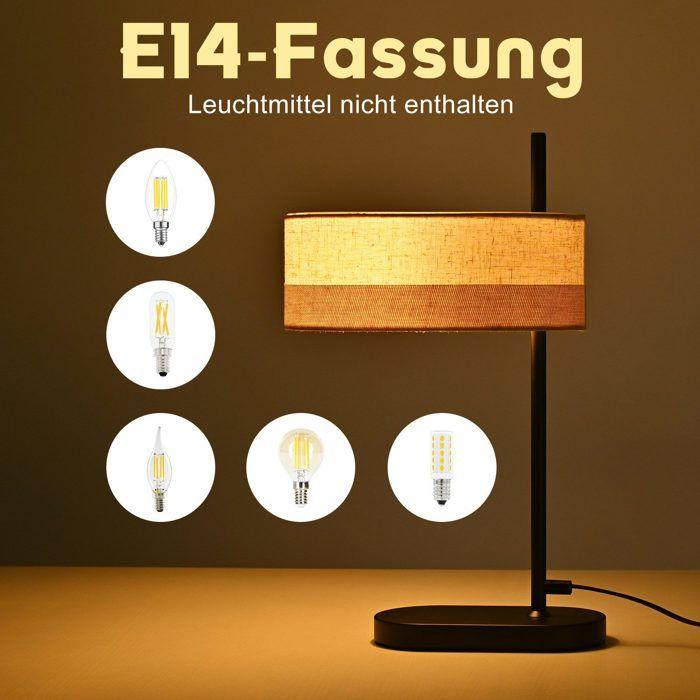 Lampe de table - NETTLIFE - Rétro pivotante - Culot E14 - Abat-jour tissu - Blanc