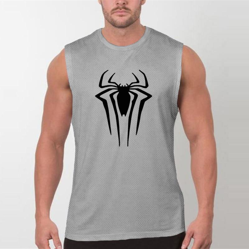 Summer Round Neck 3D Spider Pattern Printed Top Fashionable Casual Sleeveless Vest Men's T-shirts