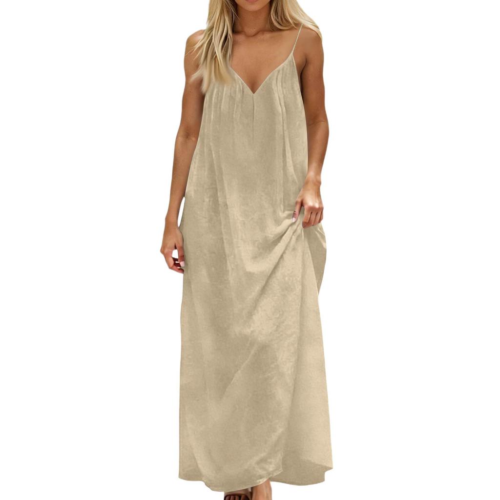 Women's Backless V-Neck Strapless Dress Backless Casual Dress