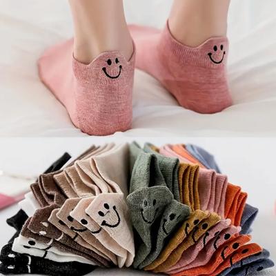 Calcetines de tobillo con bordados vibrantes, suaves, transpirables y cómodos, de corte bajo para mujer
