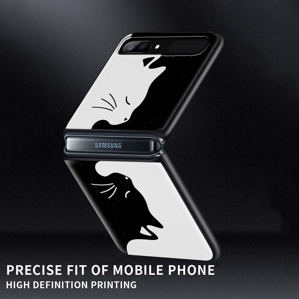 Lustige schwarze Katze, süße Luxus-Falthülle für Samsung Z Flip, Handyhülle für Galaxy Z Flip, Z Flip3 5G, Rückseite, Fundas