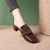 Retro Half-toe Shoes for Women - New Style, Versatile, Soft Leather Sole, Thick Heel, Comfortable Flip-flops