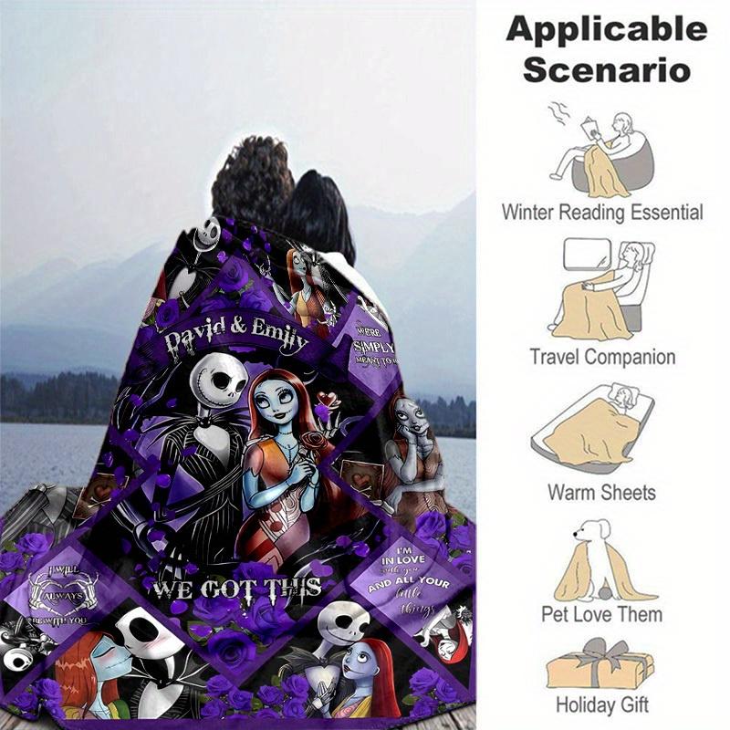 1pc, Cozy Nightmare Before Christmas Home Decor Blanket: Perfect Gift for Bedroom, Living Room, Travel, Camping, Car
