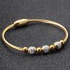 18K Gold Stainless Steel Bracelet with 3MM Magnetic Clasp and Diamond-Paved Cable Wire Design for Women