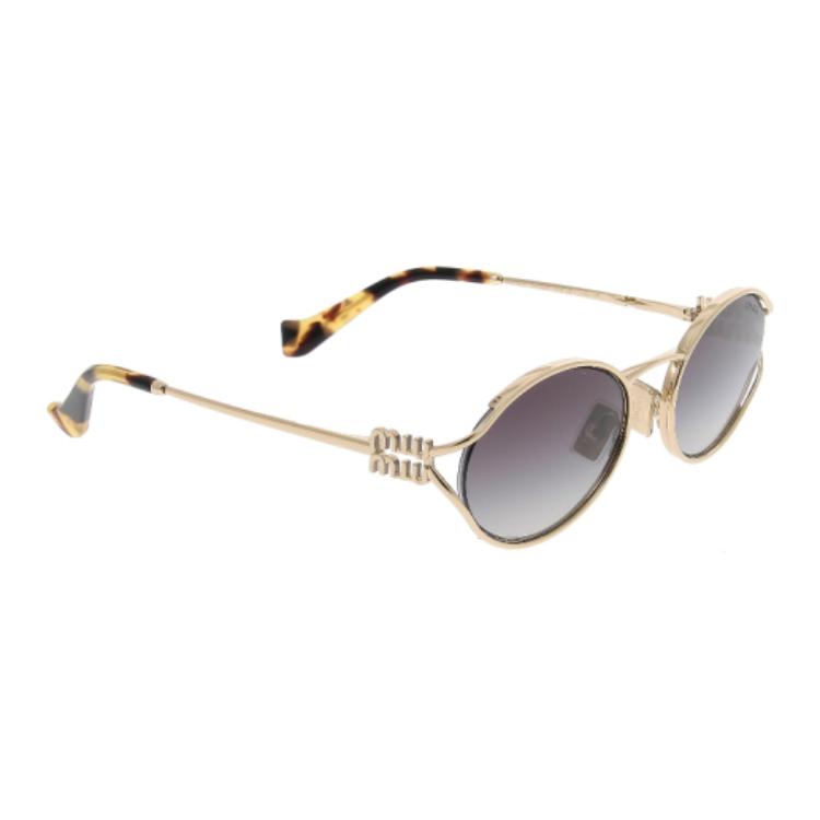 Miu Miu Logo Metal Oval Sunglasses Women sunglasses Gold SMU52Y