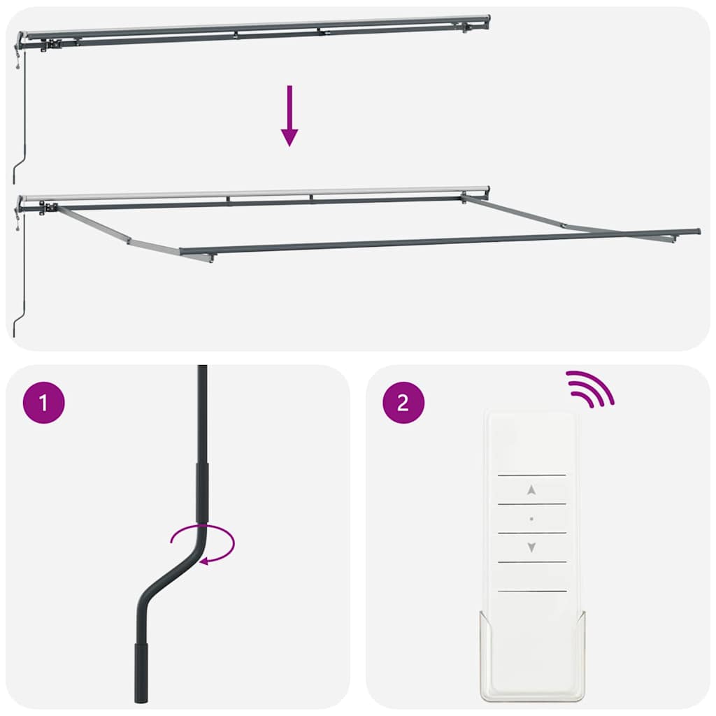 Retractable Awning Multicolor 400 X 350 Cm Fabric and Aluminum