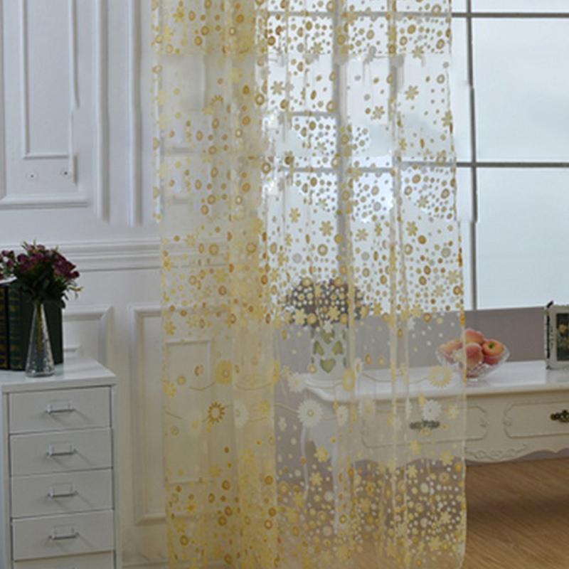 Sheer Curtain Innovative Elegant Translucent Floral Voile Drapes for Living Room Study Room Bedroom