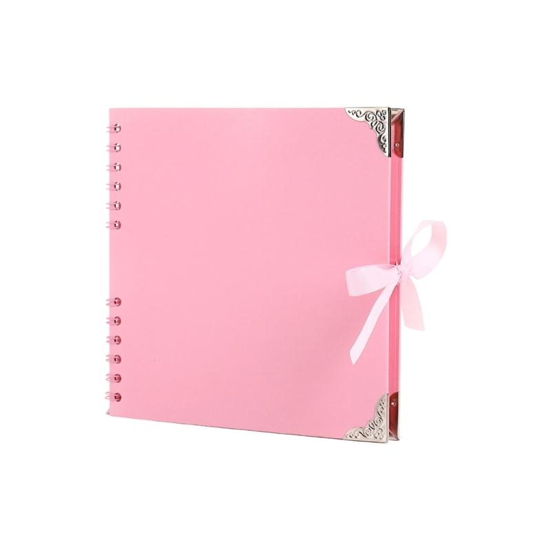 DIY Scrapbook Album 8palcová čtvercová prázdná stránka pro uchování vzpomínek Papír 30 listů Držák na fotografie Kniha vzpomínek s mašlí