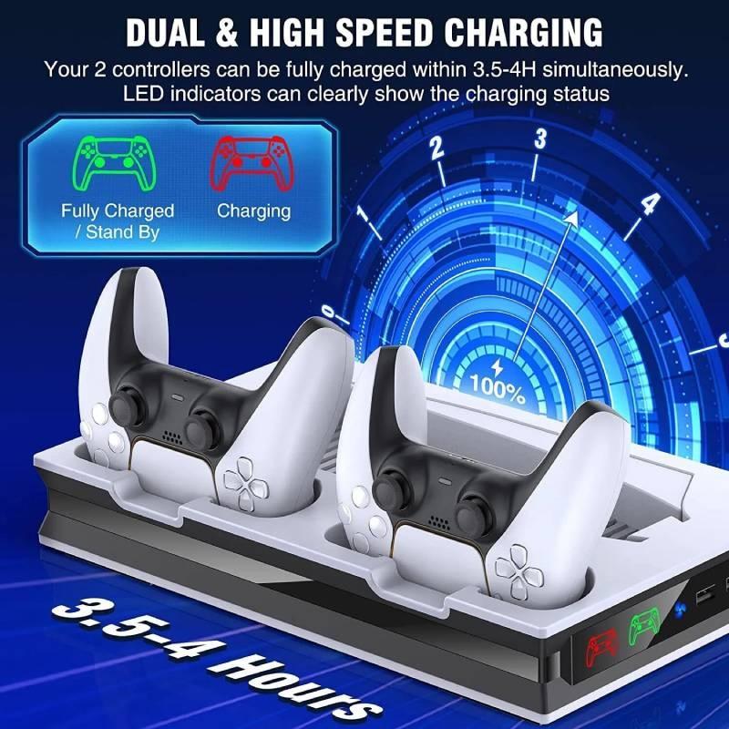 Console Ps5 For Stand With Cooling Fan Controller Charger Multi Function Bracket