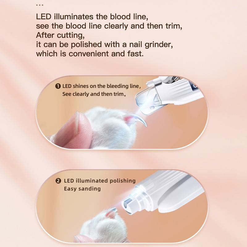 Electric Pet Nail Trimmer Electric Rechargeable Dog Nail Trimmer With LED Light Ergonomic Pet Paws Grooming Tool Quiet File