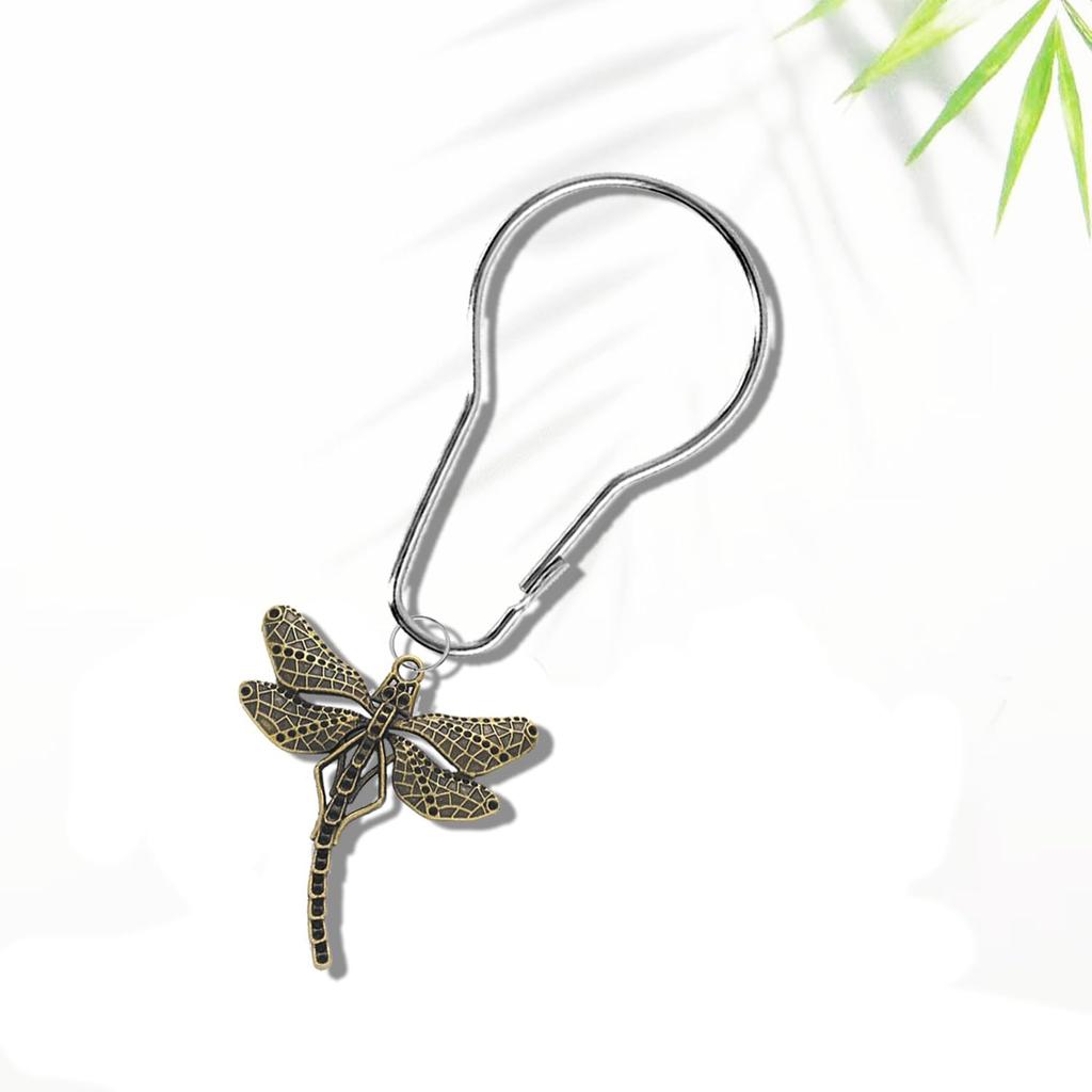 12 Pieces Shower Curtain Hooks Dragonfly Bathroom Shower Curtain Hooks Stainless Steel Shower Curtain Rings Decorative Shower Curtain Hangers Forest