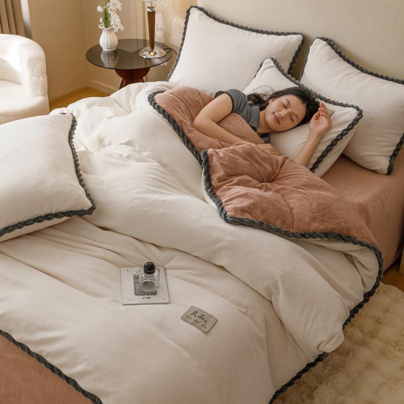 Winter Milk Velvet Quilt Duvet Cover Bedding Thicken Bed Quilt Cover Double Bed Cover Queen King Comforter Cover Bed Linen
