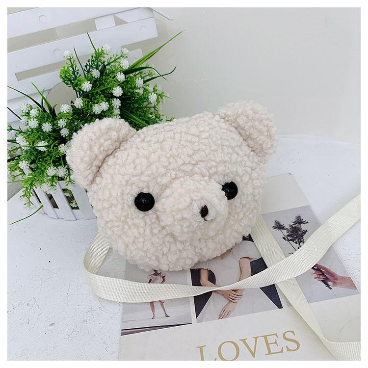 2022 New Plush Women's Bag Cute Bear Head Shoulder Bag For Fashionable Girls