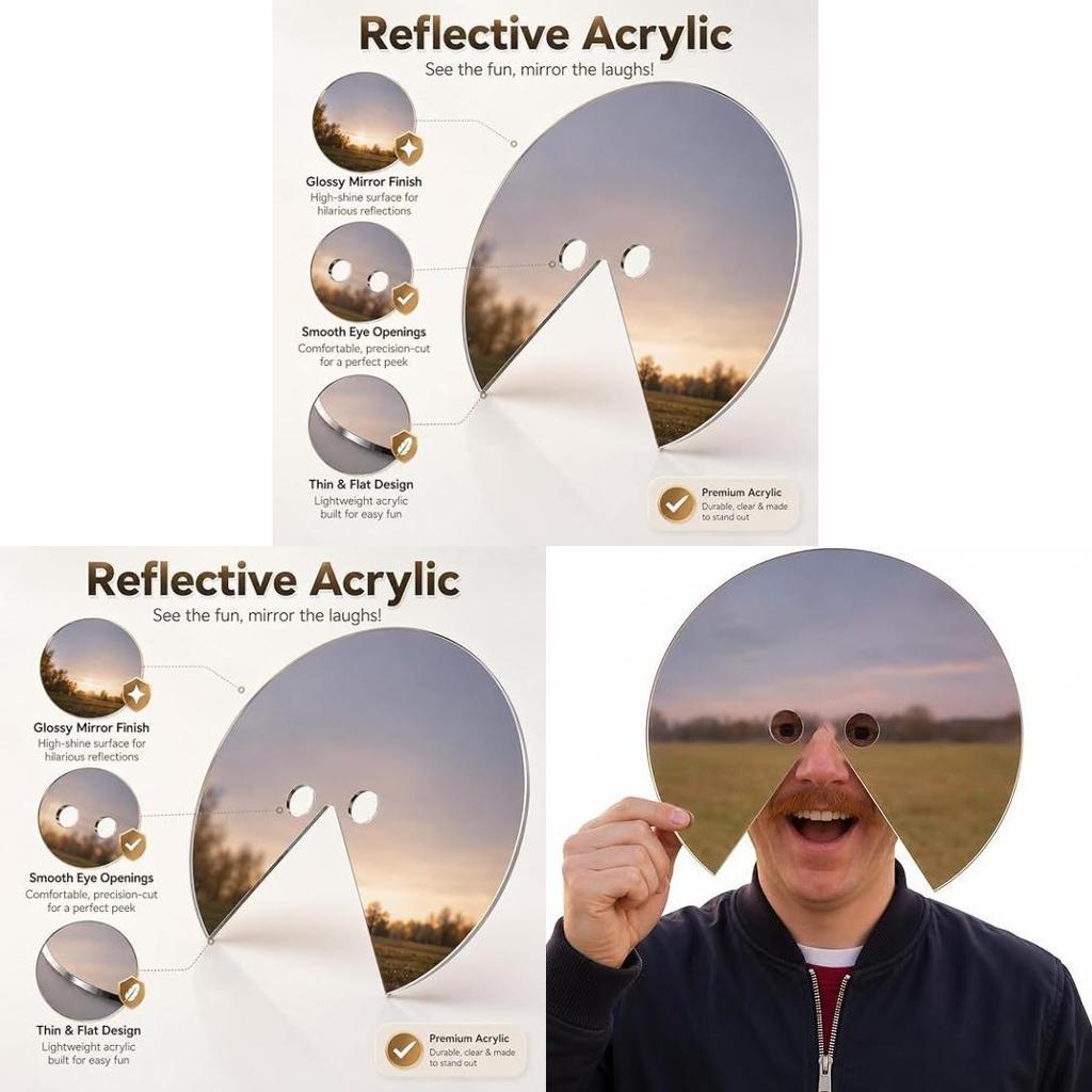 Modern Art Acrylic Mirror Face Mask For Photography And Party Decor