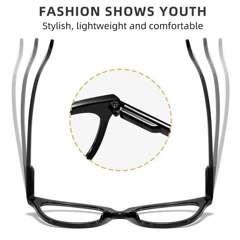 Women'S Full Frame Presbyopia Glasses New Retro Cat Eye Reading Glasses Fashionable Clear Lens Hd Far Sight Glasses