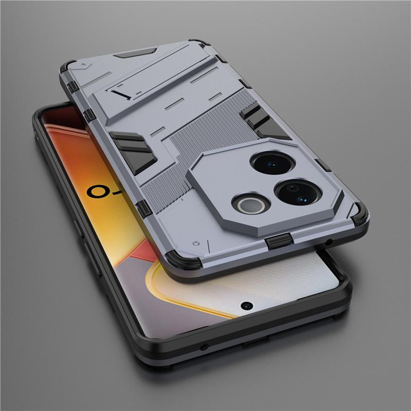 For Vivo T3 Pro Lite Punk Armor Shockproof Bumper Rugged Rubberized PC Fitted Kickstand Case Stand Holder Cover Shell