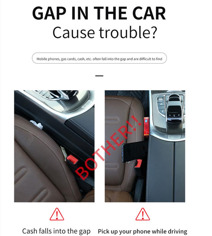 Left Side Seat Crevice Storage Box Dual USB Phone Holder 7 Color Atmosphere Lamp