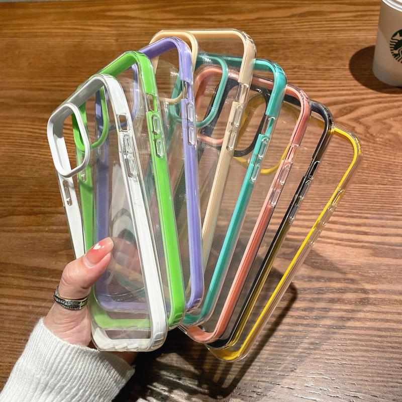 Candy Color Colorful Clear Phone Case For iPhone 16 Pro Max 15 14 13 12 11 X XS XR 7 8 Plus SE Transparent Soft Shockproof Cover