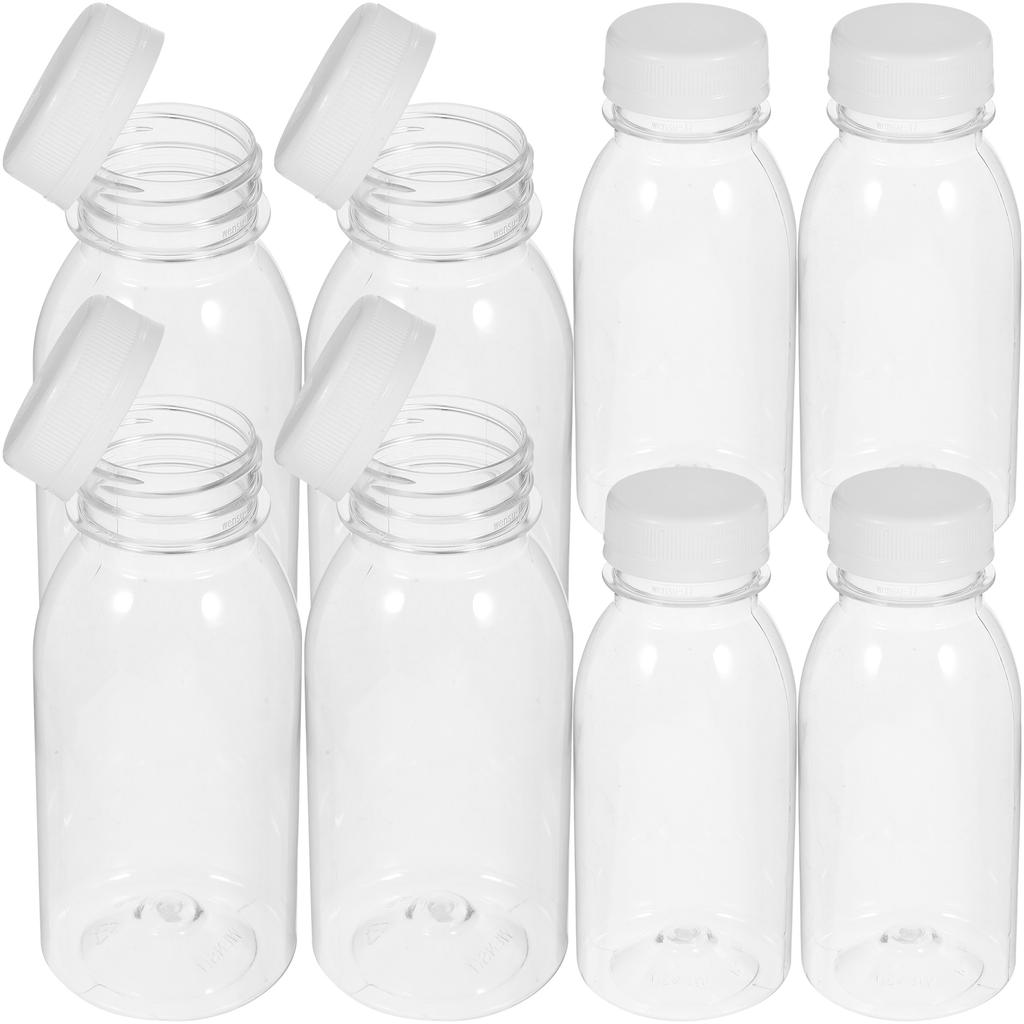 10 st 250/250/300/350 ml Transparent Vattenflaska Plast Juiceflaska PET Mjölk Dryckesflaska Med Lock Camping Vandring Drickkärl