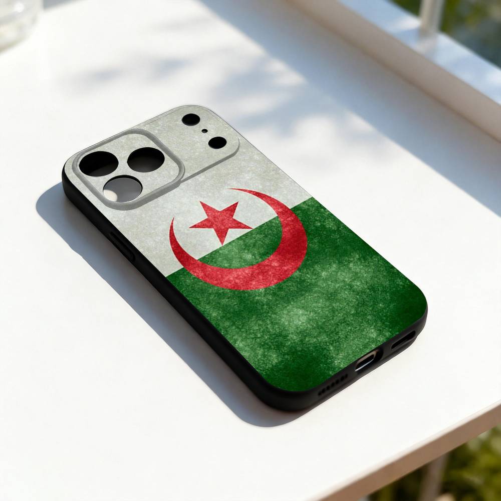 

Algeria Flag Cool Phone Case For iPhone 17,16,15,14,13,12,11,Pro,Max,Plus,E,SE4,Air,Mini Black Soft Cover iPhone14ProMax