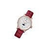 Mido Flower Series Moon Phase Watch Retro Red Quartz Movement Red Watch 31mm White Dial Leather Strap Women watches M043.023.36.031.00