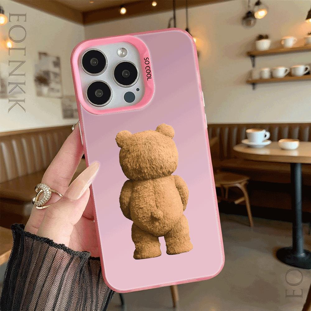 Brown Bear Back View Shockproof Phone Case for Iphone 16 15 14 13 12 11 Pro Max/Mini Anti-Scratch Premium Hard Cover
