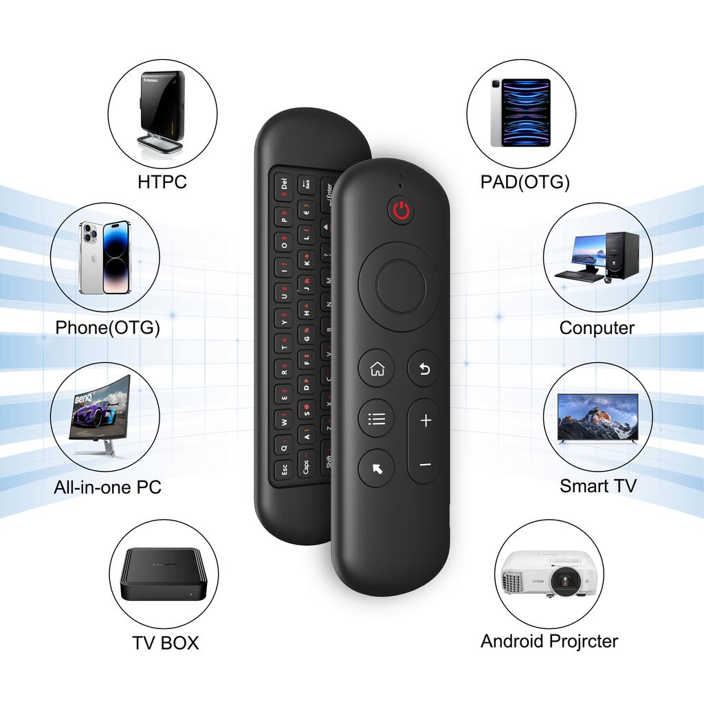 2.4Ghz & Bluetooth Wireless Keyboard Remote Control Air Mouse Gyroscope Voice Control for Android TV Box Smart TV Computer Laptop