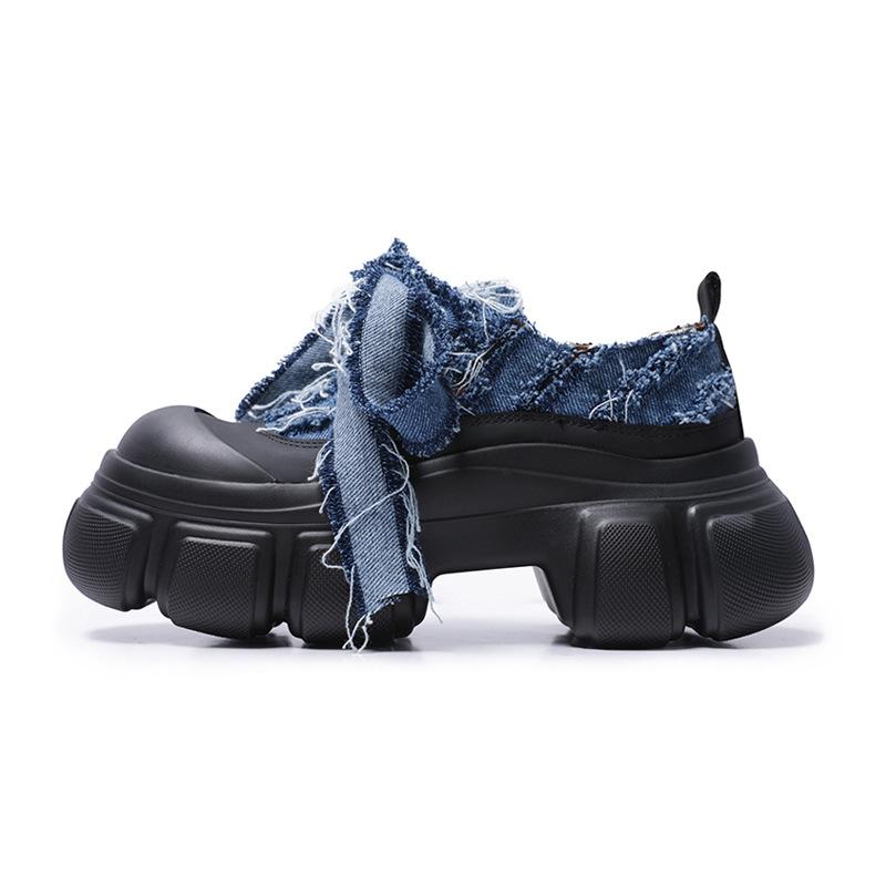 

Мода 2025 Новые женские ботильоны Модные ковбойские рыцарские ботинки Панк Готические Классические Джинсовые парусиновые туфли Короткие готические туфли на платформе 35 чёрный