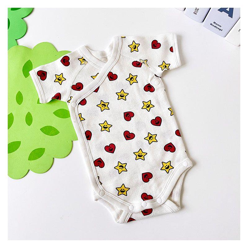 

Diagonal Placket Double-Layer Belly Protection Japanese-Style Newborn Baby Triangle Romper Short-Sleeve Jumpsuit Trendy Brand Love 50 cm
