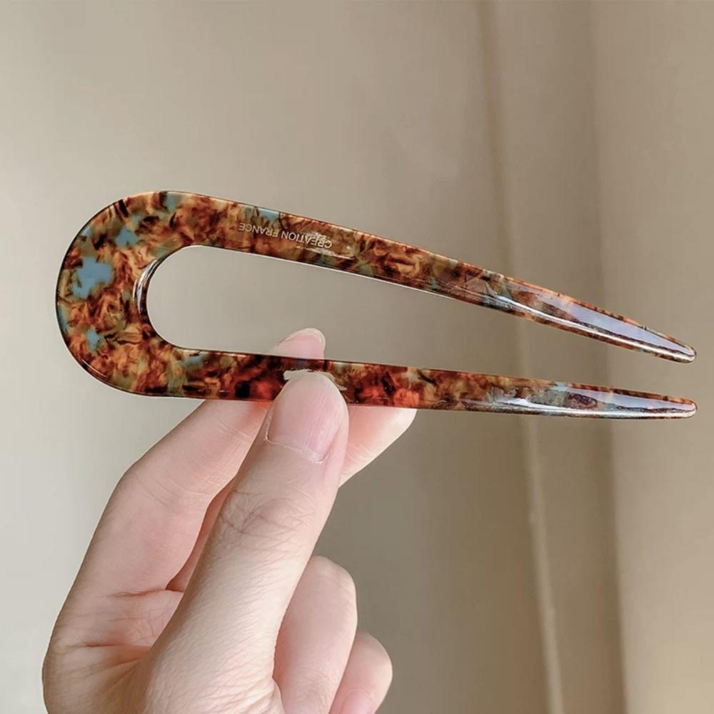 Vintage Acetate Hair Fork for Girls Women U-Shaped Hair Sticks Ponytail Hairpin Bun Updo Bridal Hairstyle Tool Hair Accessories