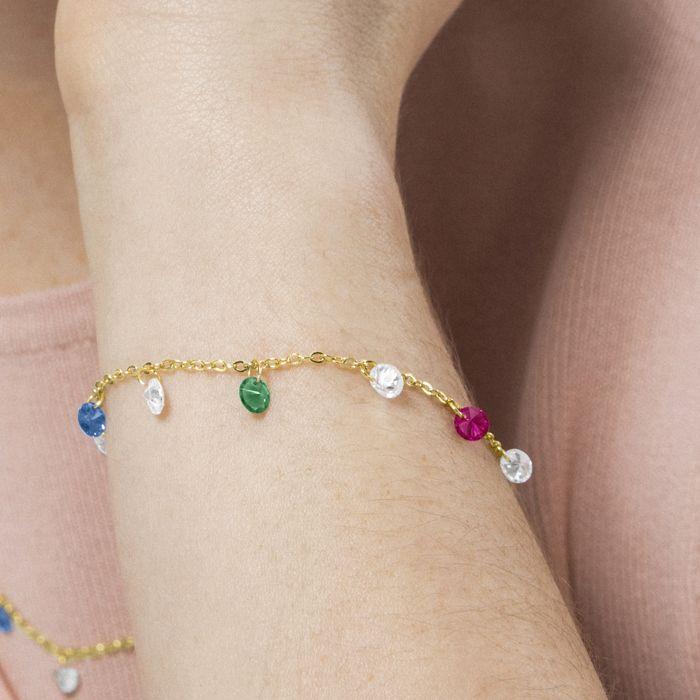 Bracelet - LUXENTER - Sumju - Argent 925 - Zircons multicolores - finition or jaune 18k