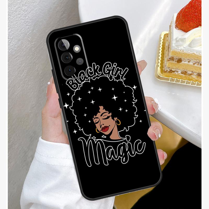 Beautiful Black Afro Girl Case For Samsung Galaxy A55 A35 A15 A14 A34 A54 A73 A53 A33 A23 A13 A12 A32 A52 A51 Cover