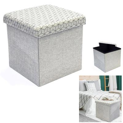 [R2387] – Schwarzgraue „Boho“-Aufbewahrungsbox mit Hocker – 38 x 38 x 38 cm