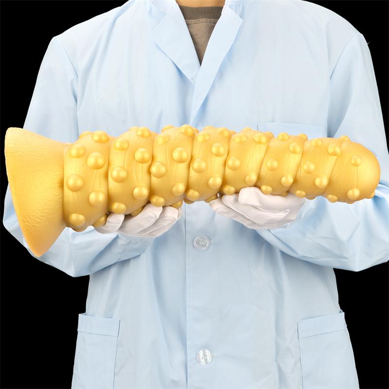 Golden Silicone Giant Suction Cup Large Anal Plug Oversized Threaded Rear Anal Plug Octopus Pull Bead Anal Expander