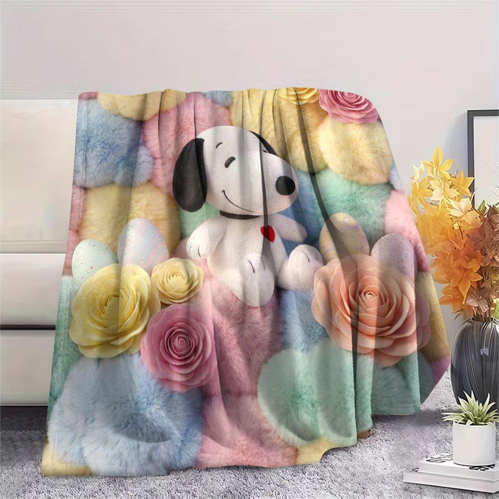 1Pc Snoopy Print Flannel Blanket, High quality Comfortable for All Seasons, Home Decor, Warmth and Comfort, Perfect for Christmas Gifts