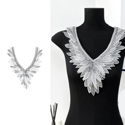 Professional Angel Wing Embroidery Detachable Collar Double Layer Organza Neck Decoration For Daily Outfits