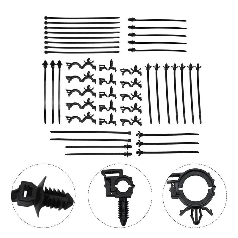 Efficient Wire Routing With Push Mount Cable Zip Ties 45Pcs Set With Wire Harness Clips Suitable For Indoor And Outdoor Use