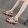 Thick-soled Retro Dad Shoes Women's 2025 Autumn New Height Increase Casual Fashion Versatile Sports Hot Diamond Red Women's Shoes