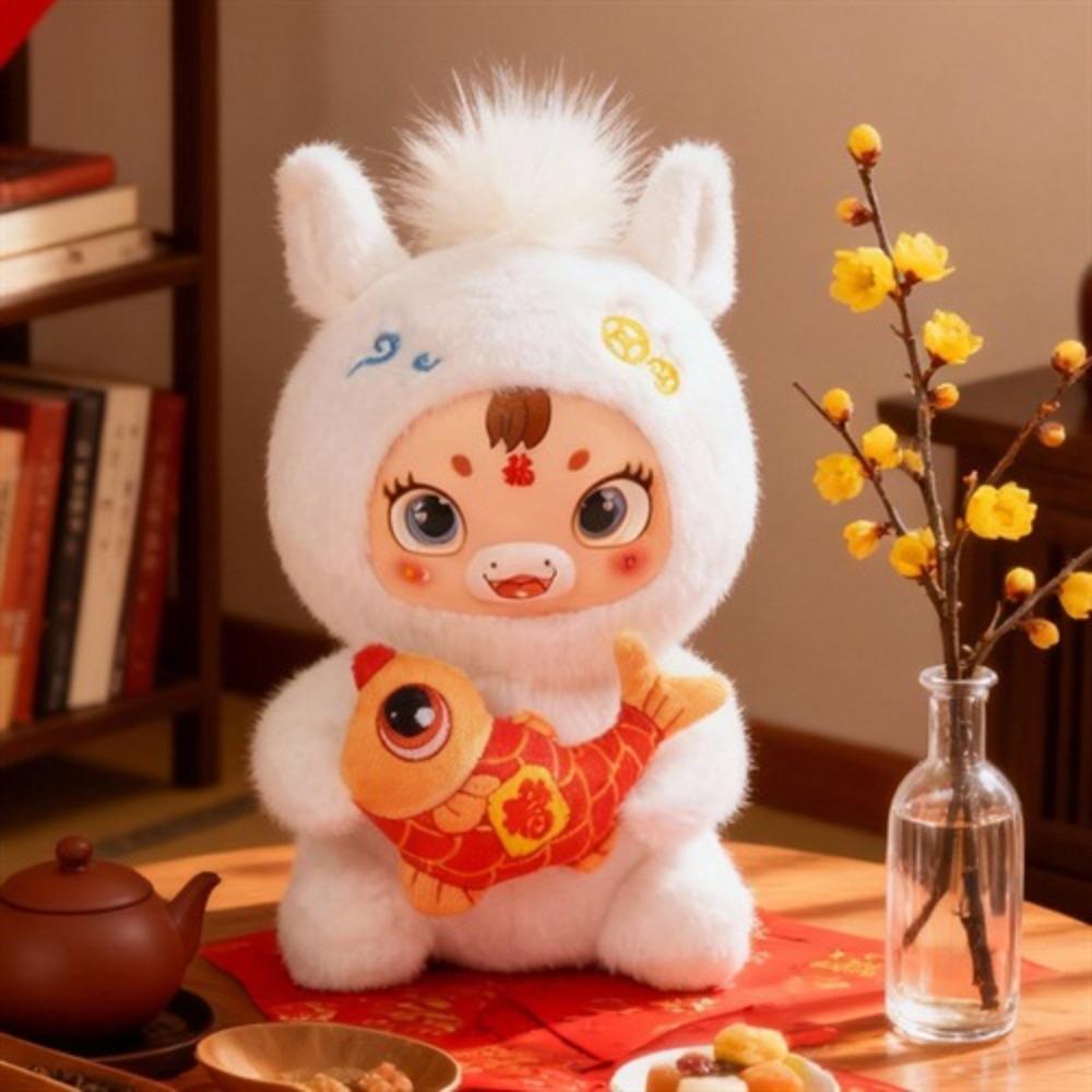 

Long Mane Standing Foal Plush Doll Fluffy Tail Cartoon Horse Stuffed Toy Festive Decor Style 2 White