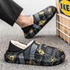 Men's Winter Waterproof Fleece-Lined Cotton Slippers - Plus Size, Dual-Use, Wrap-Heel, Half-Slippers for Outdoor & Home Use